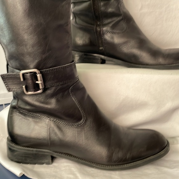 ENZO ANGIOLINI BLACK LEATHER RIDING BOOT WITH SILVER BUCKLES SIZE 6.5 - Picture 3 of 14